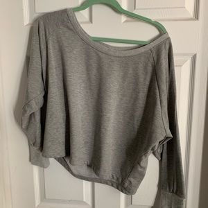Grey off the shoulder sweater top